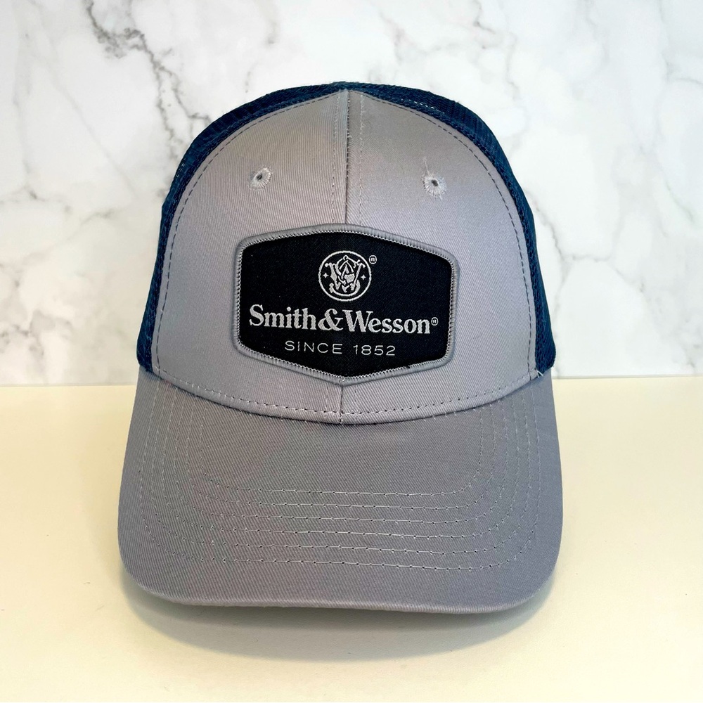 Smith and Wesson Classic Logo Trucker Hat Navy And Grey